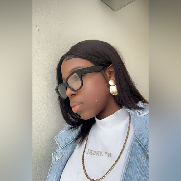 GUCCI GG1428O 001 square Gucci optical comes in a shiny black frame. - Picture 4 of 15